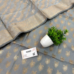 Grey Chirag Buti Satin Silk Banarasi Suit