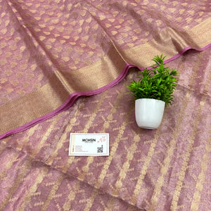 Pink Golden Zari Tissue Silk Banarasi Suit