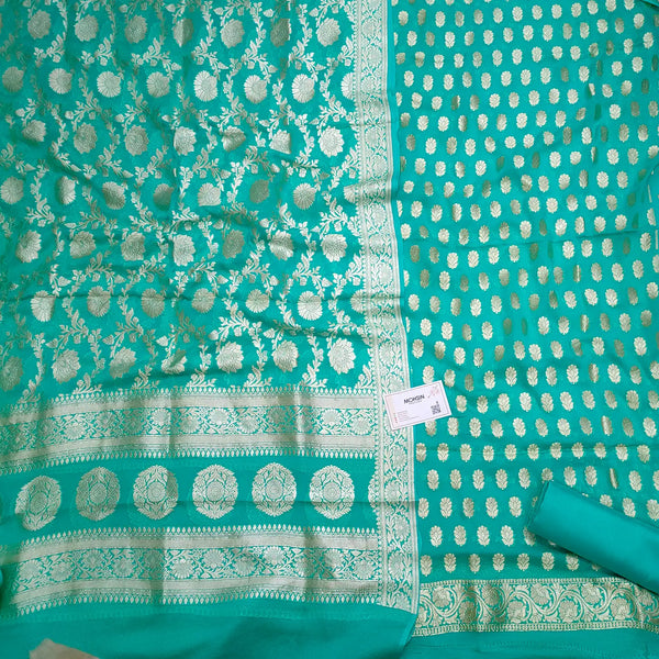 Sea Green Khilti Kalli Georgette Silk Banarasi Suit