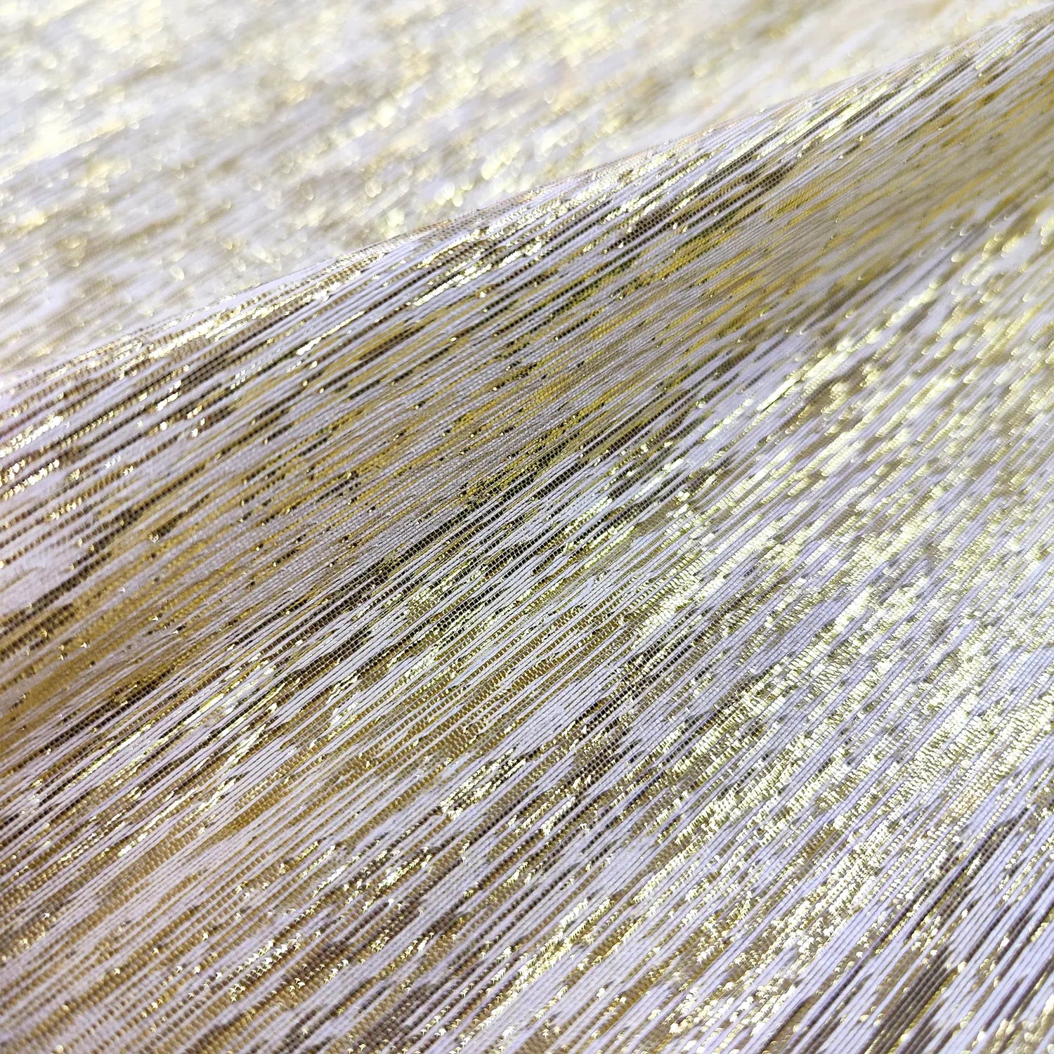 White Gold Jharna Shimmer Silk Banarasi Fabric
