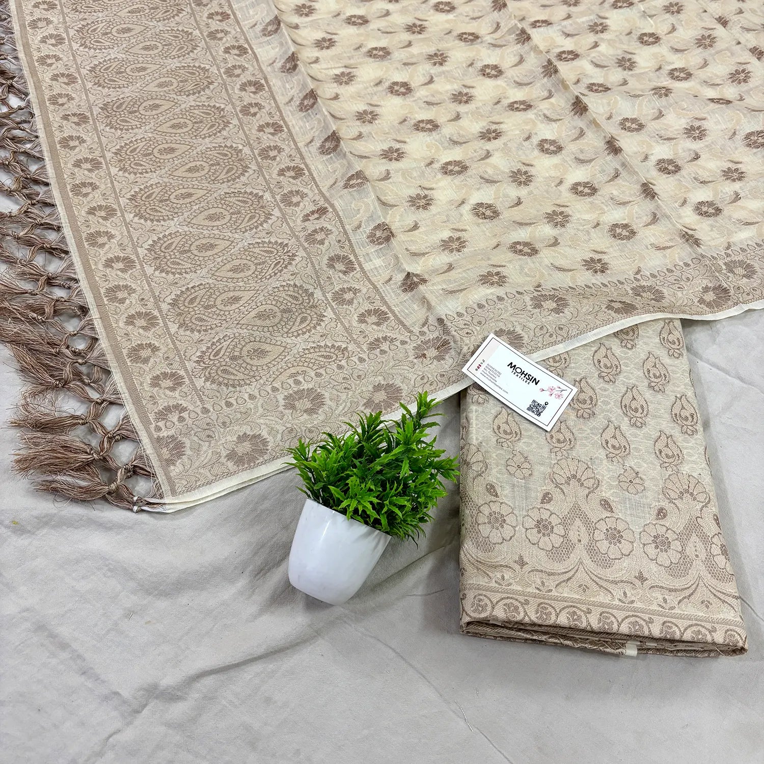 Beige Hukum Fire Cotton Silk Banarasi Suit