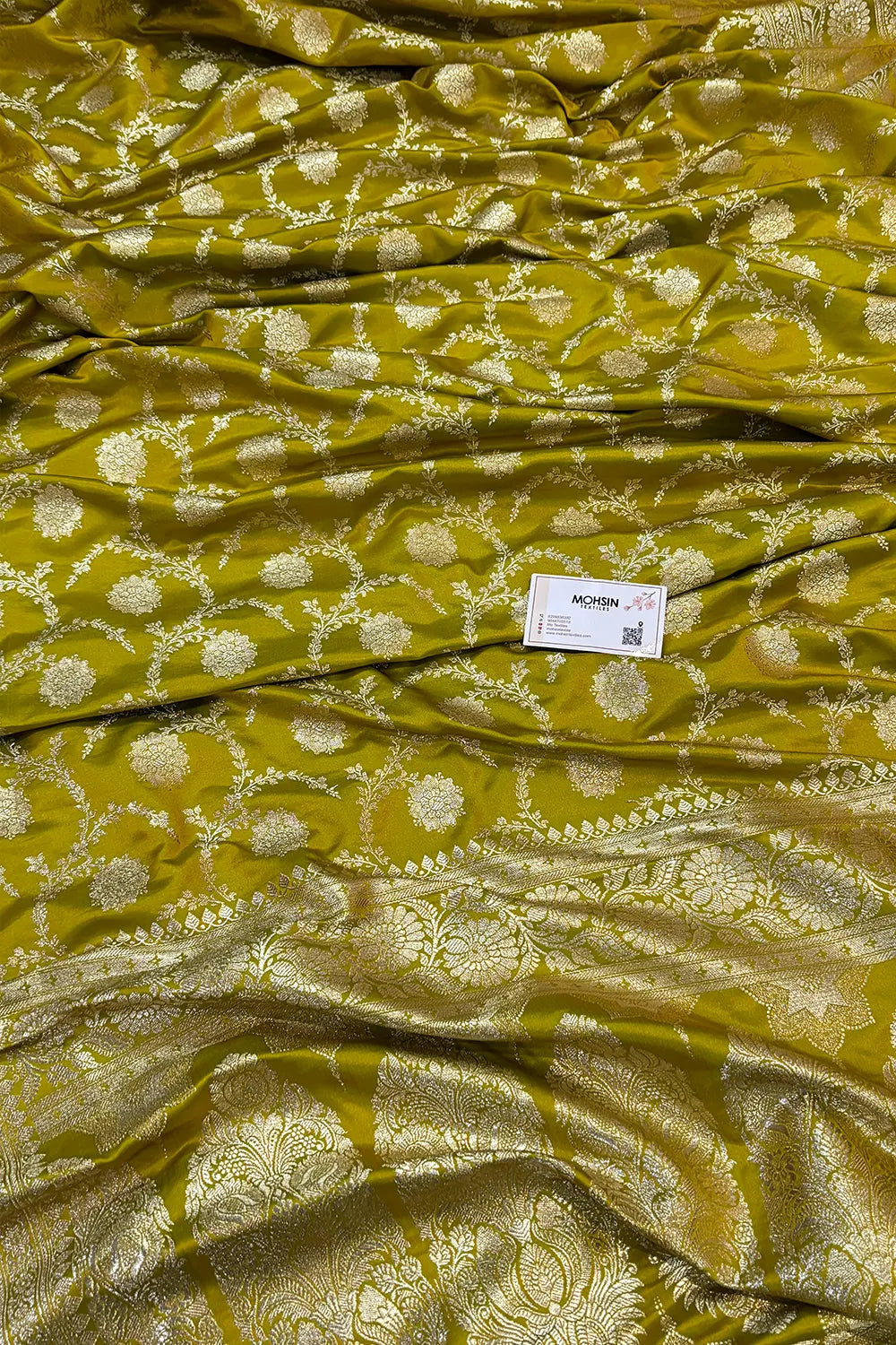 Pista Murmuri Jaal Katan Silk Banarasi Saree