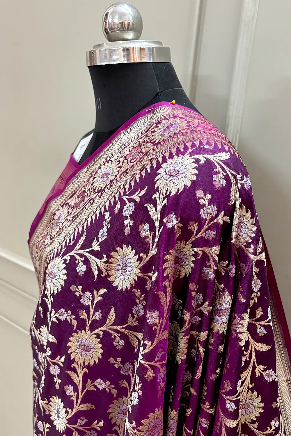 Purple Ganga Jamuna Crepe Silk Banarasi Saree