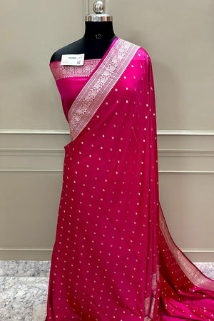 Pink Chitrani Buti Katan Silk Banarasi Saree