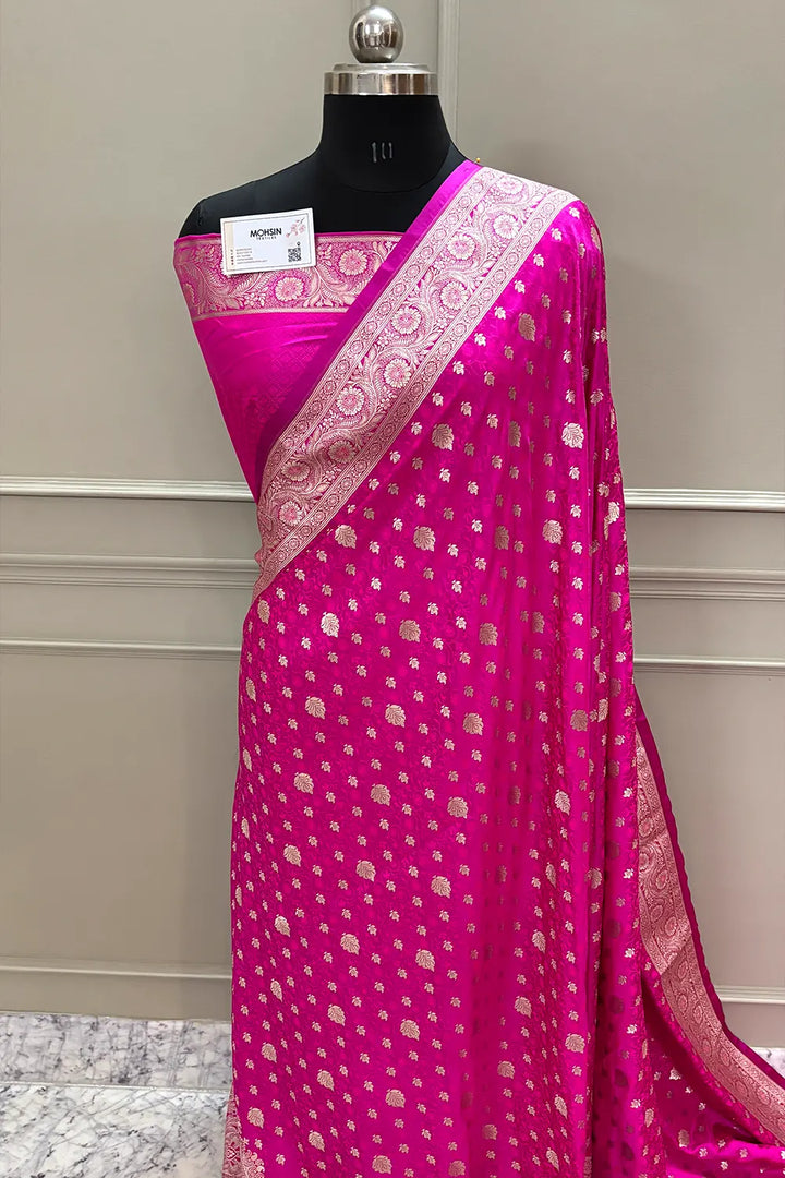 Pink Chunni Munni Katan Silk Banarasi Saree