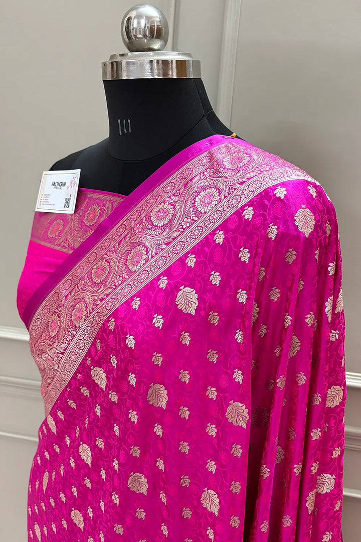 Pink Chunni Munni Katan Silk Banarasi Saree