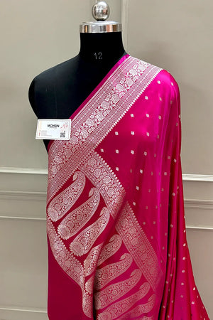 Pink Chitrani Buti Katan Silk Banarasi Saree