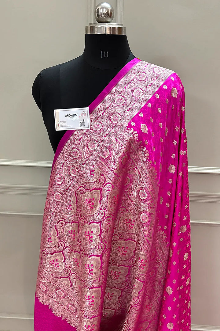 Pink Chunni Munni Katan Silk Banarasi Saree