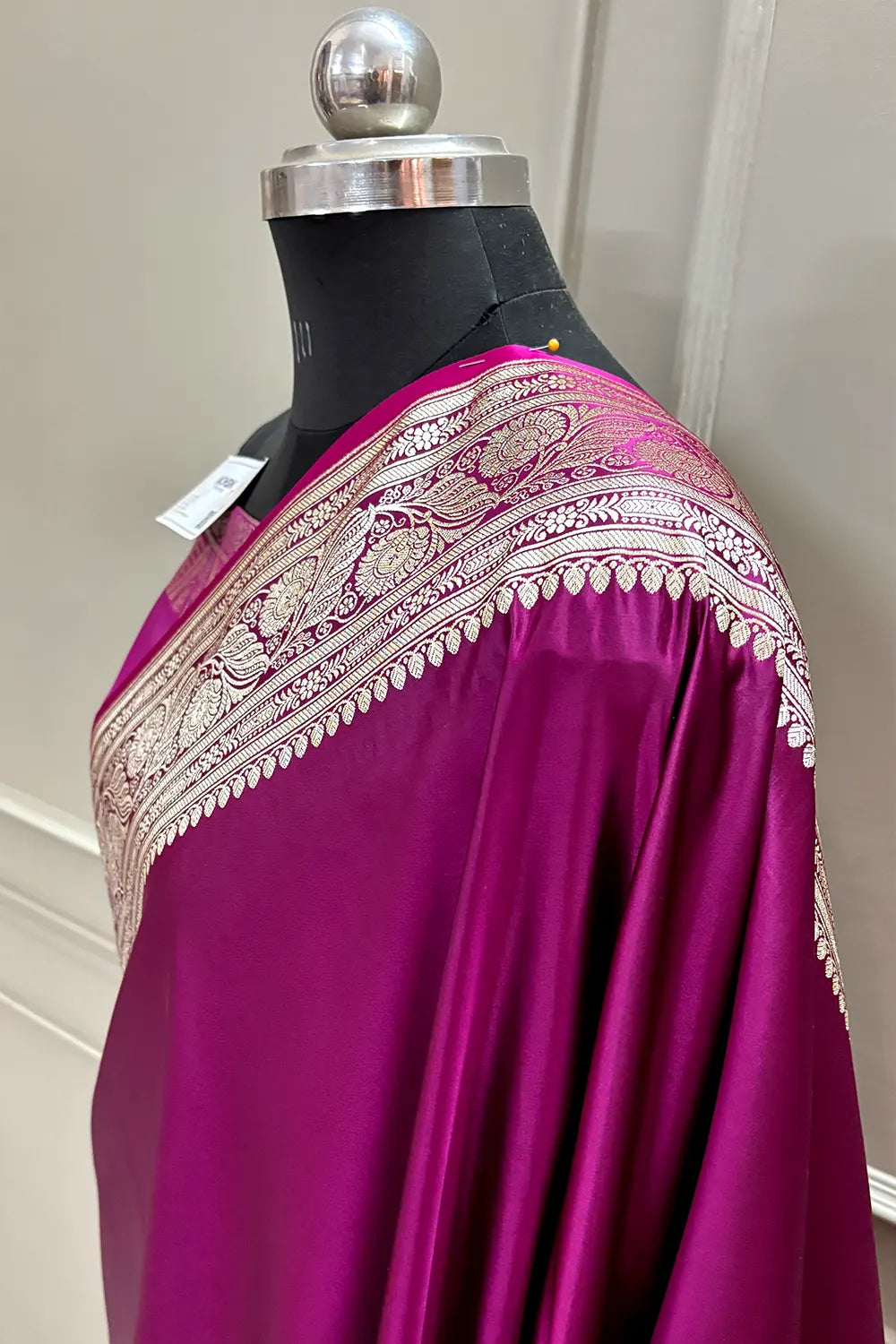 Purple Wine Royal Plain Katan Silk Banarasi Saree