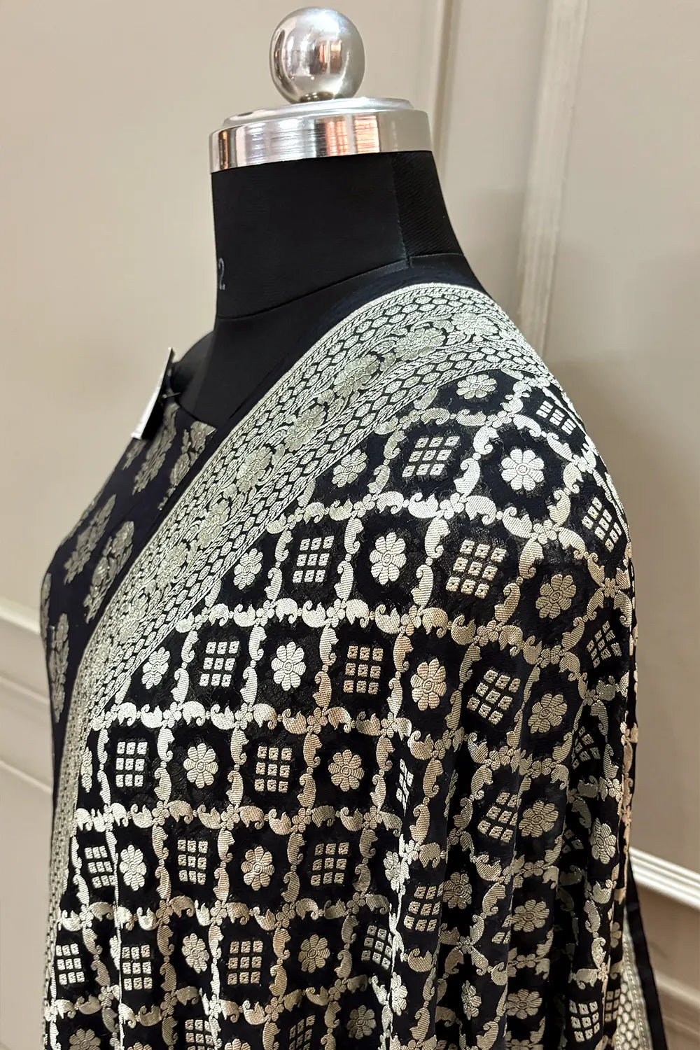 Black Guldasta Pure Georgette Silk Banarasi Suit