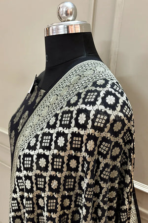 Black Guldasta Pure Georgette Silk Banarasi Suit