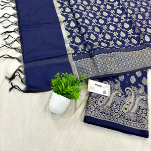 Navy Blue Holika Satin Silk Banarasi Suit