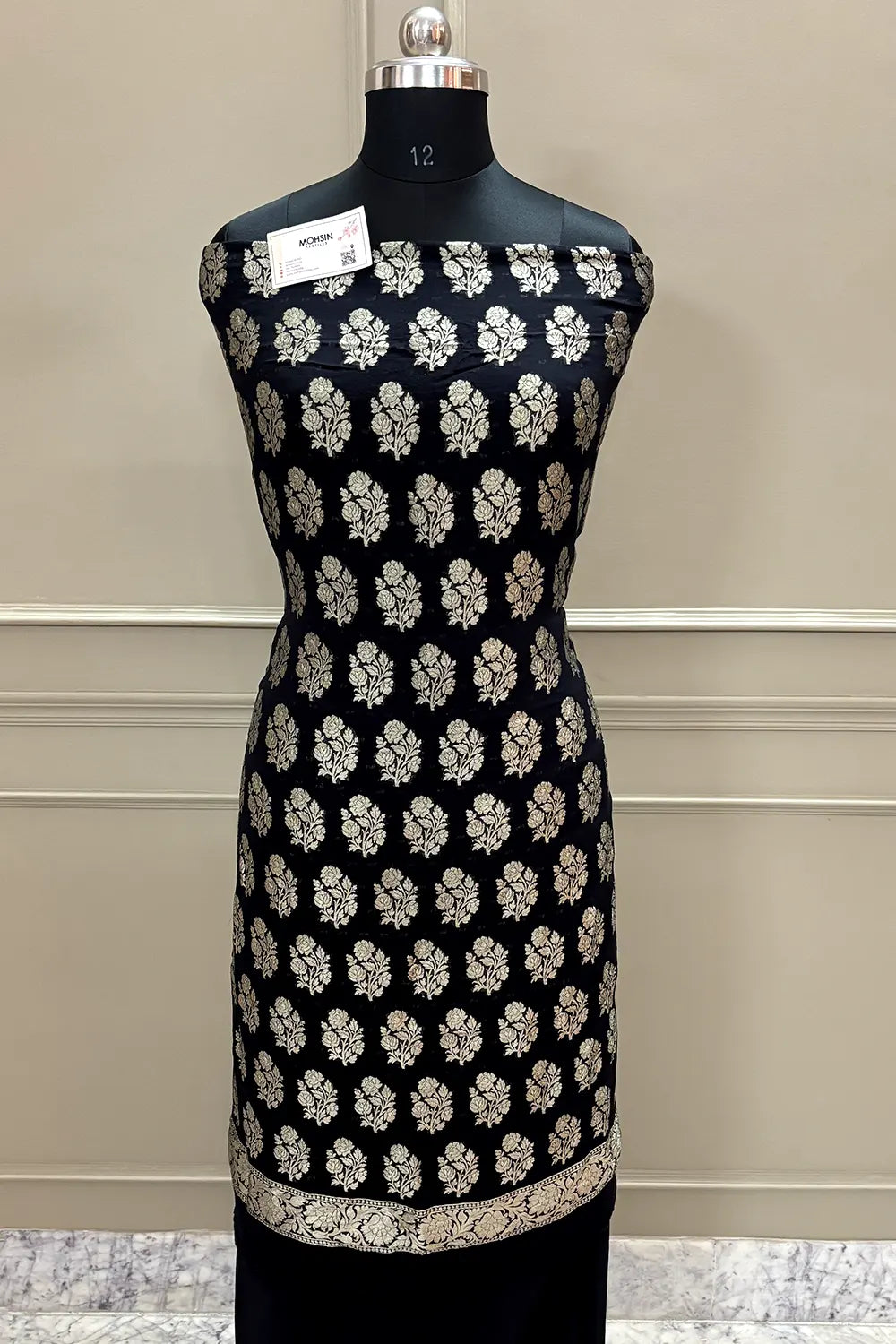 Black Guldasta Pure Georgette Silk Banarasi Suit