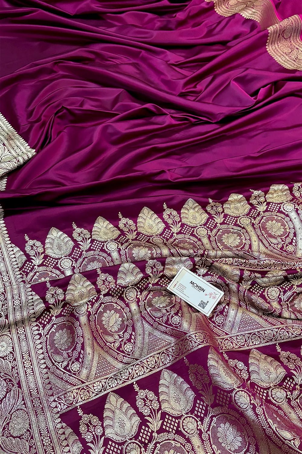 Purple Wine Royal Plain Katan Silk Banarasi Saree