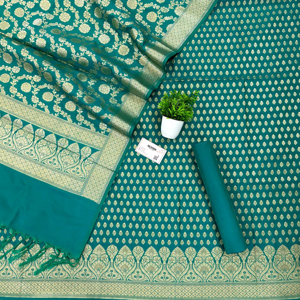 Sea Green Kalli Buti Katan Silk Banarasi Suit