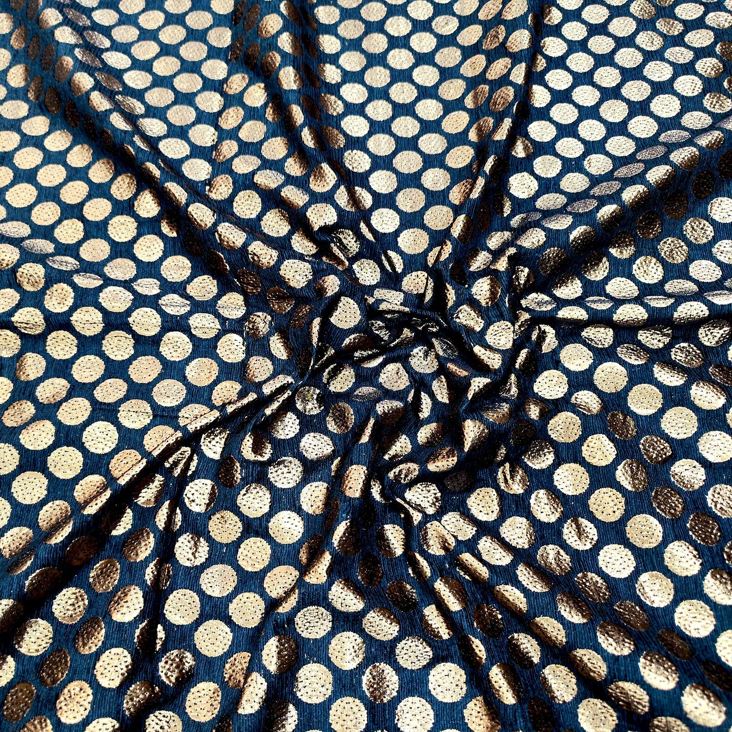 Black Dollar Buti Shimmer Silk Banarasi Fabric