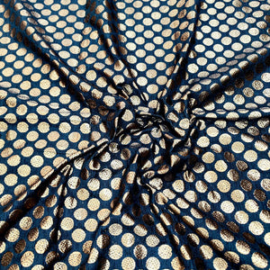 Black Dollar Buti Shimmer Silk Banarasi Fabric