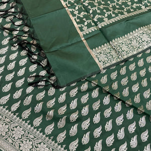 Bottle Green Agnipath Buti Satin Silk Banarasi Suit