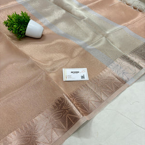 Copper Zari Border Tissue Silk Banarasi Saree