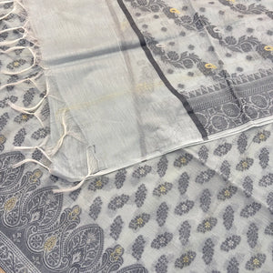 Grey Resham Zari Banarasi Silk Suit