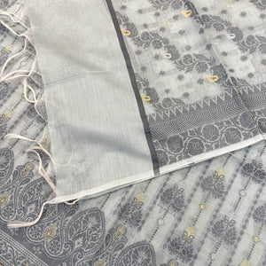 Grey Resham Zari Banarasi Silk Suit