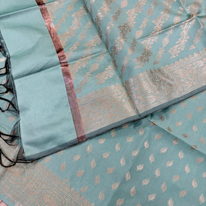 Mint Green Sunehri Pankh Satin Silk Banarasi Suit