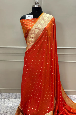 Orange Nanhikali Katan Silk Banarasi Saree