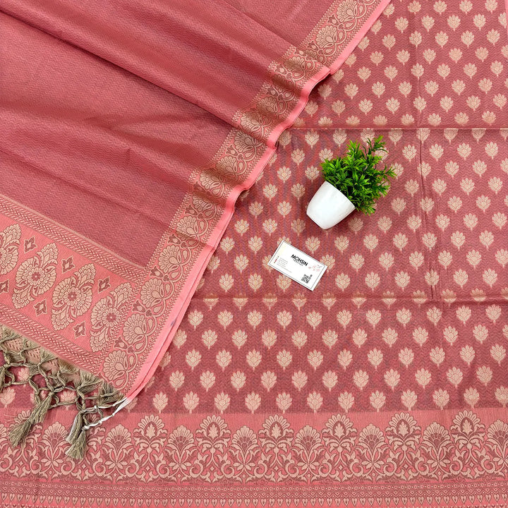 Peach Avatar Cotton Silk Banarasi Suit