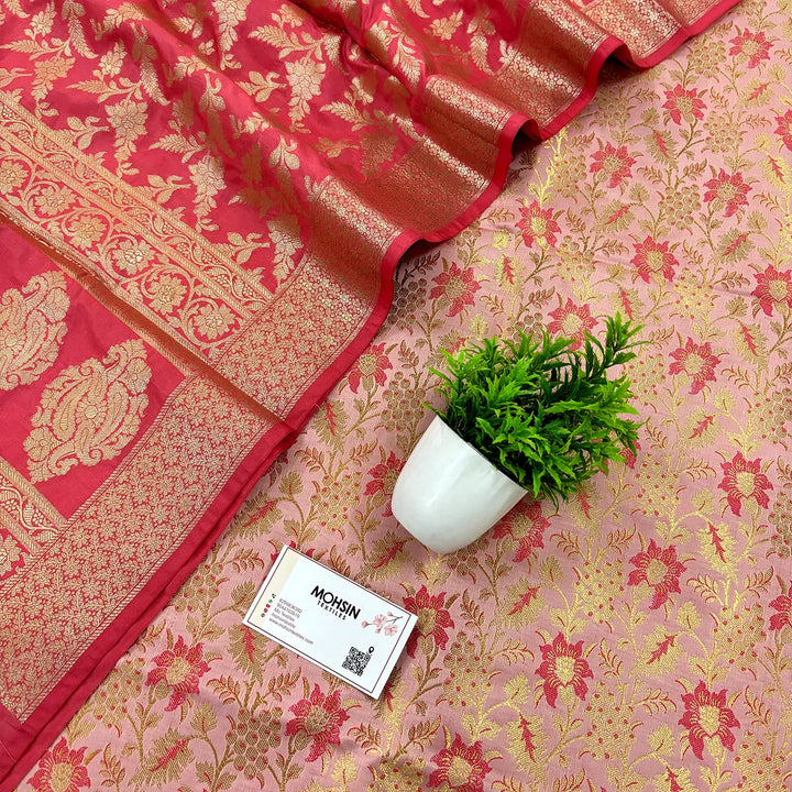 Pink Anguri Jaal Katan Silk Banarasi Suit