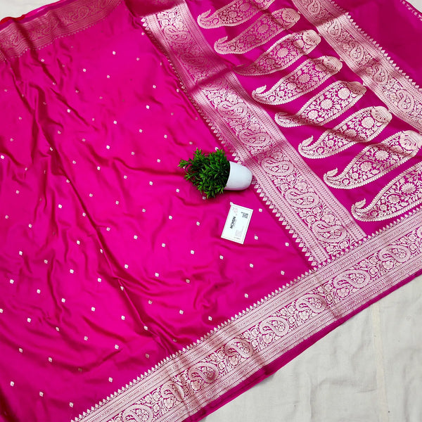 Pink Chitrani Buti Katan Silk Banarasi Saree