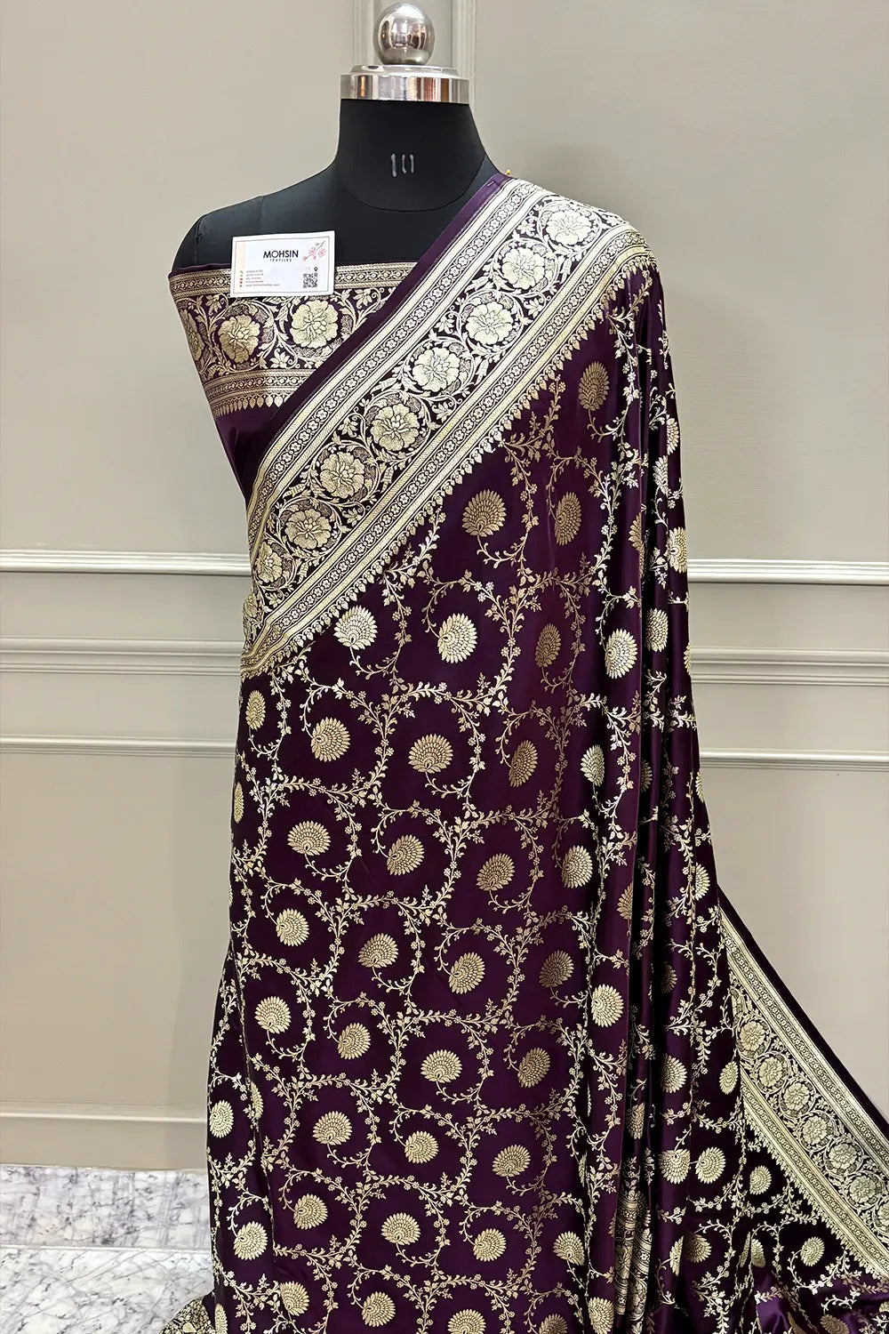 Purple Pankhuri Jaal Katan Silk Banarasi Saree