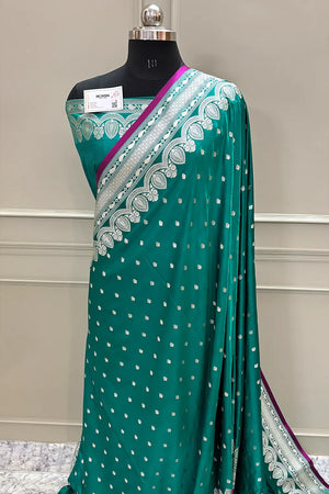Sea Green Jadi Buti Katan Silk Banarasi Saree