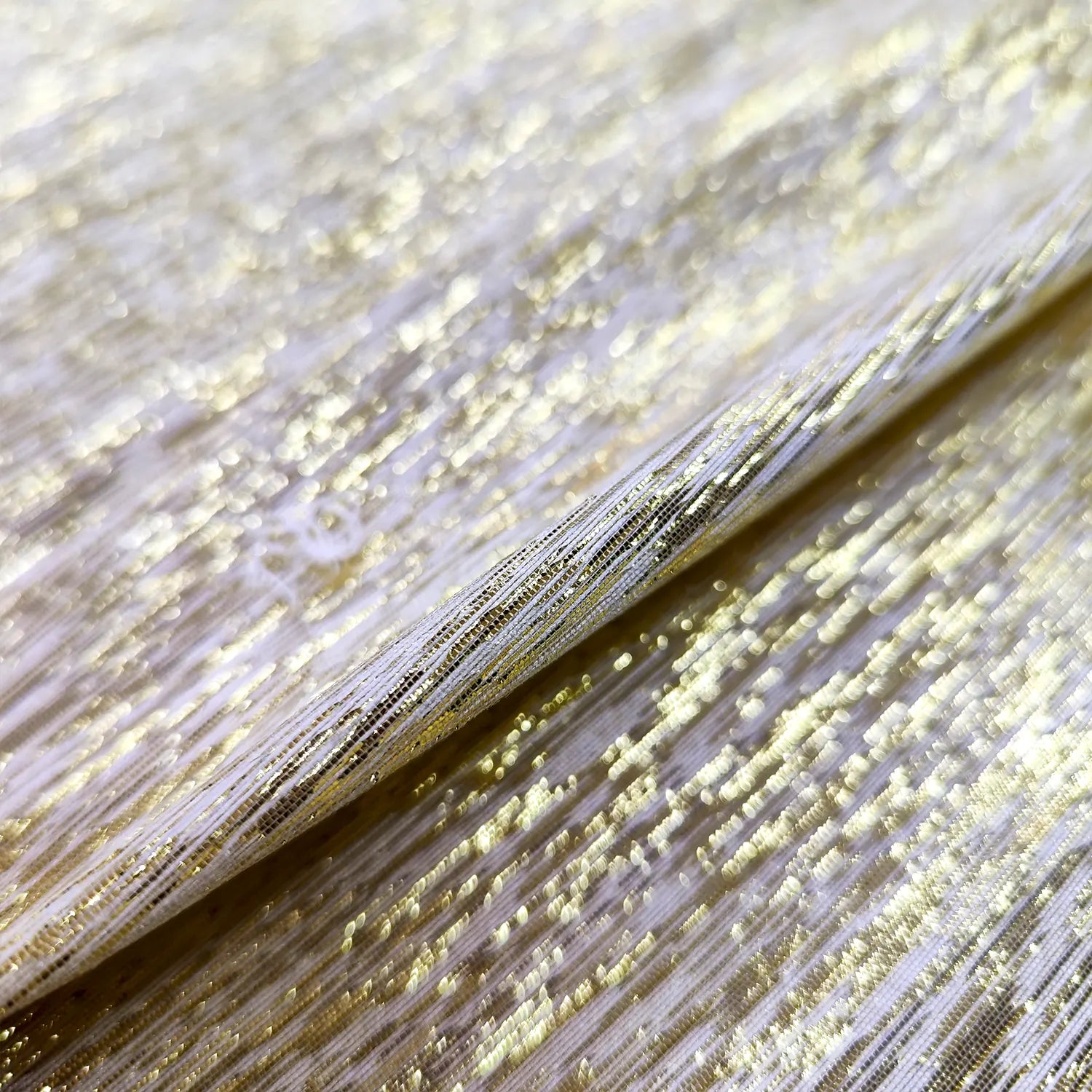 White Gold Jharna Shimmer Silk Banarasi Fabric