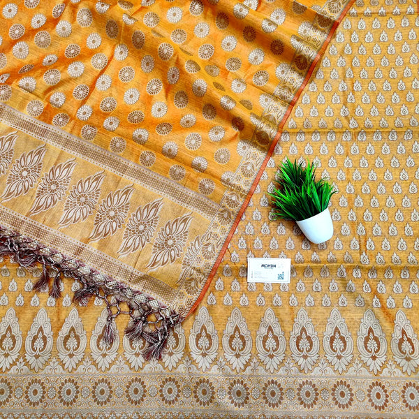 Yellow Agni Buti Cotton Silk Banarasi Suit