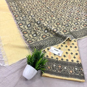 Yellow Resham Zari Banarasi Silk Suit