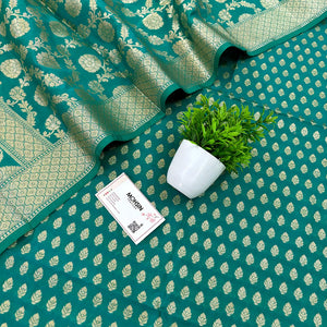 Sea Green Kalli Buti Katan Silk Banarasi Suit