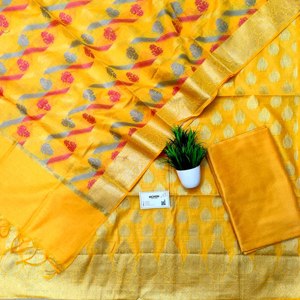 Yellow Kalgha Buti Banarasi Silk Suit