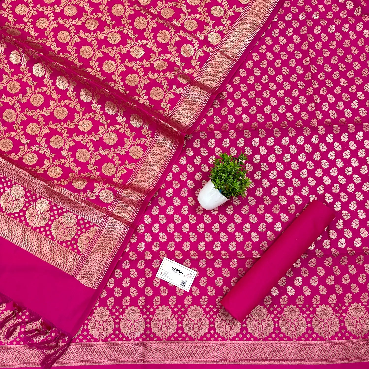Pink Guldaan Fool Katan Silk Banarasi Suit