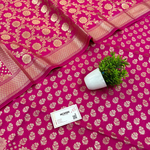 Pink Guldaan Fool Katan Silk Banarasi Suit