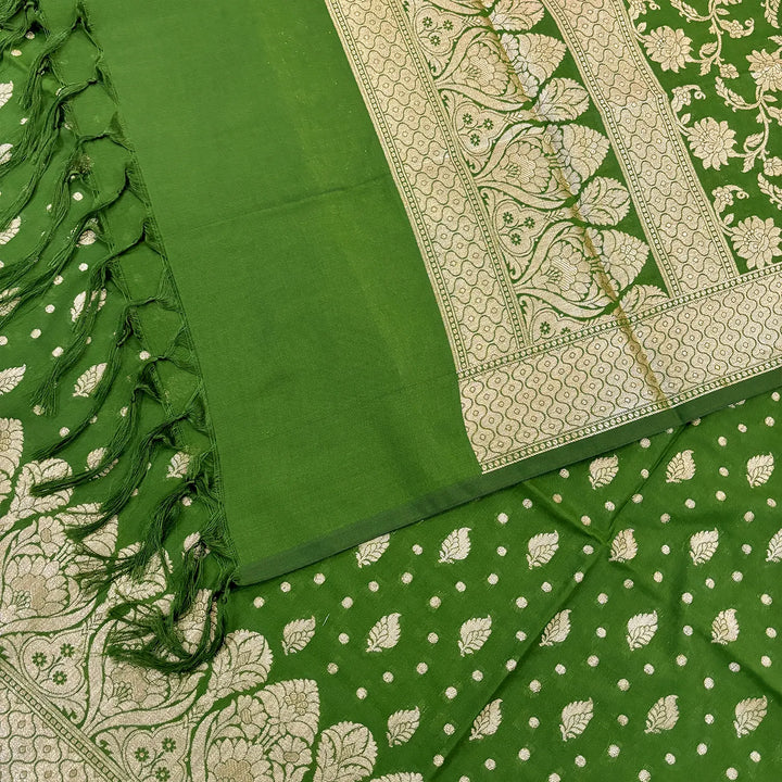 Mehendi Kalli Patta Katan Silk Banarasi Suit