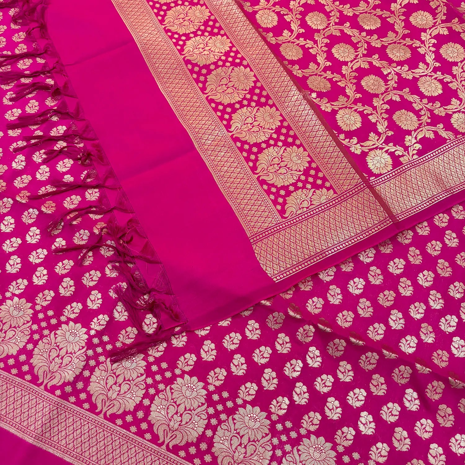 Pink Guldaan Fool Katan Silk Banarasi Suit
