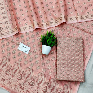 Peach Surahi Tree Cotton Silk Banarasi Suit