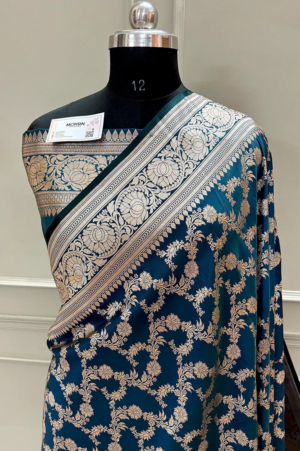 Kai Teal Moglai Jaal Katan Silk Banarasi Saree