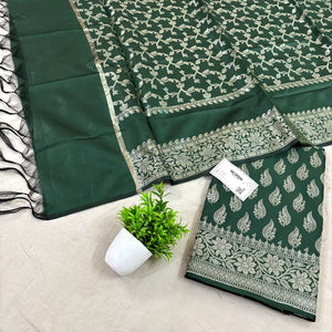 Bottle Green Agnipath Buti Satin Silk Banarasi Suit
