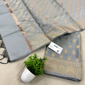 Grey Chirag Buti Satin Silk Banarasi Suit