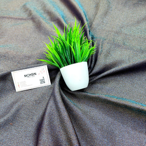 Grey Teal Cotton Silk Banarasi Fabric