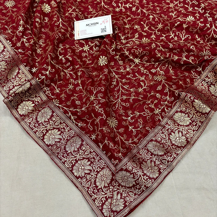 Maroon Golden Zari Kimkhab Silk Banarasi Gharara