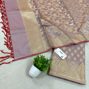 Mauve Singhasan Buti Satin Silk Banarasi Suit