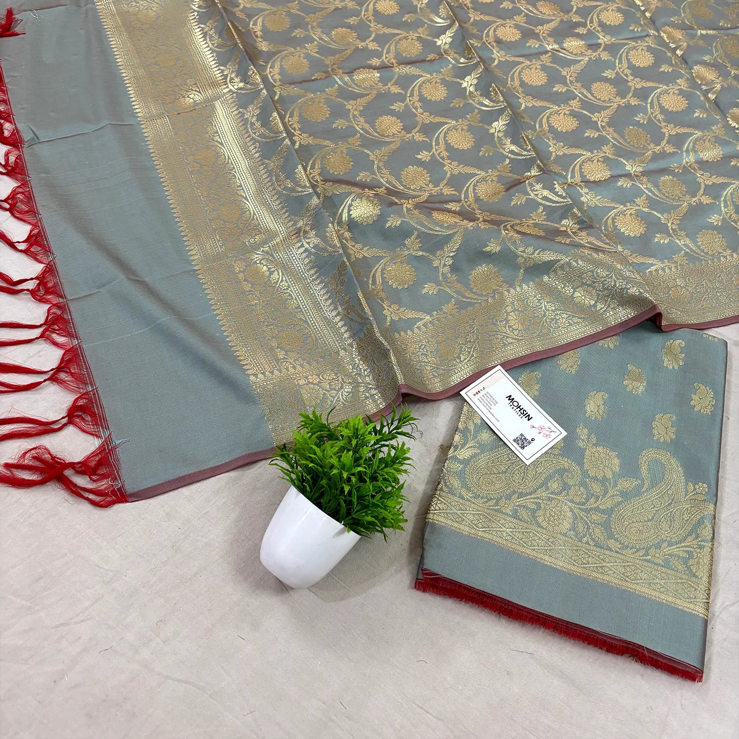 Mint Green Godzilla Satin Silk Banarasi Suit