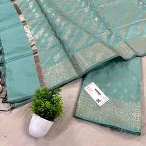 Mint Green Sunehri Pankh Satin Silk Banarasi Suit